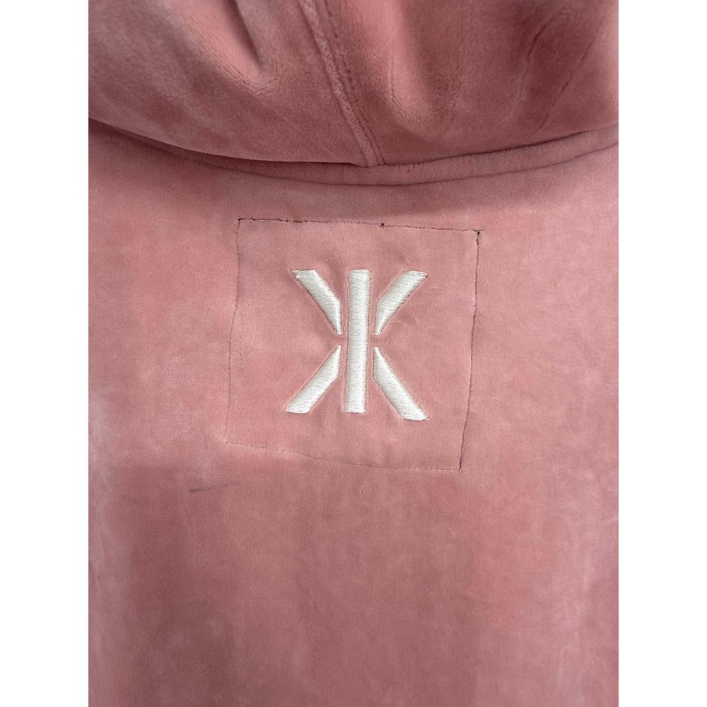 OnePiece Jumpsuit Size S Velour Velvet Pink Hooded Logo Soft Cozy Loungewear - Picture 7 of 9